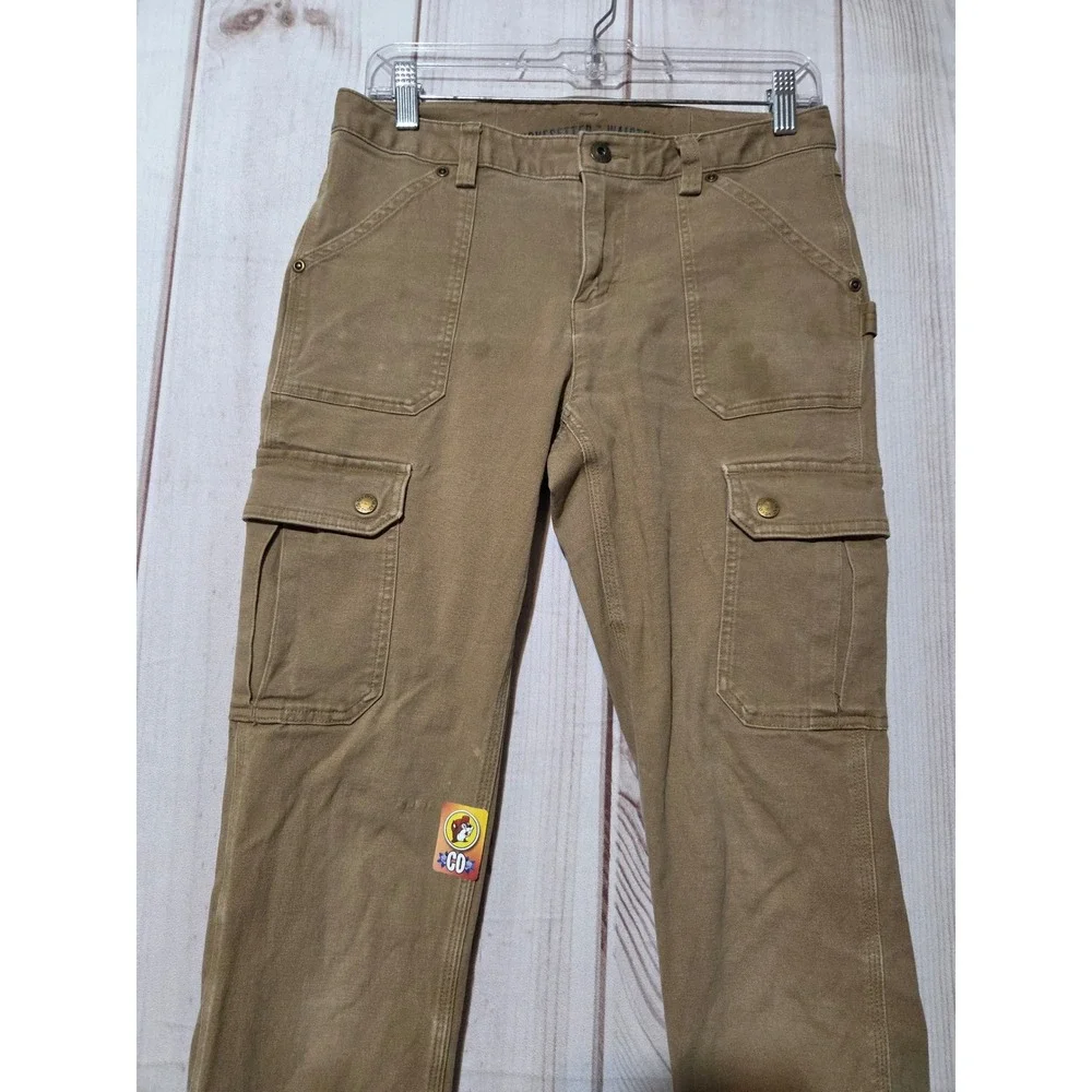 Duluth Trading Co Curvesetter Cargo Pants Womens 4x33 Tan Brown Utility Workwear